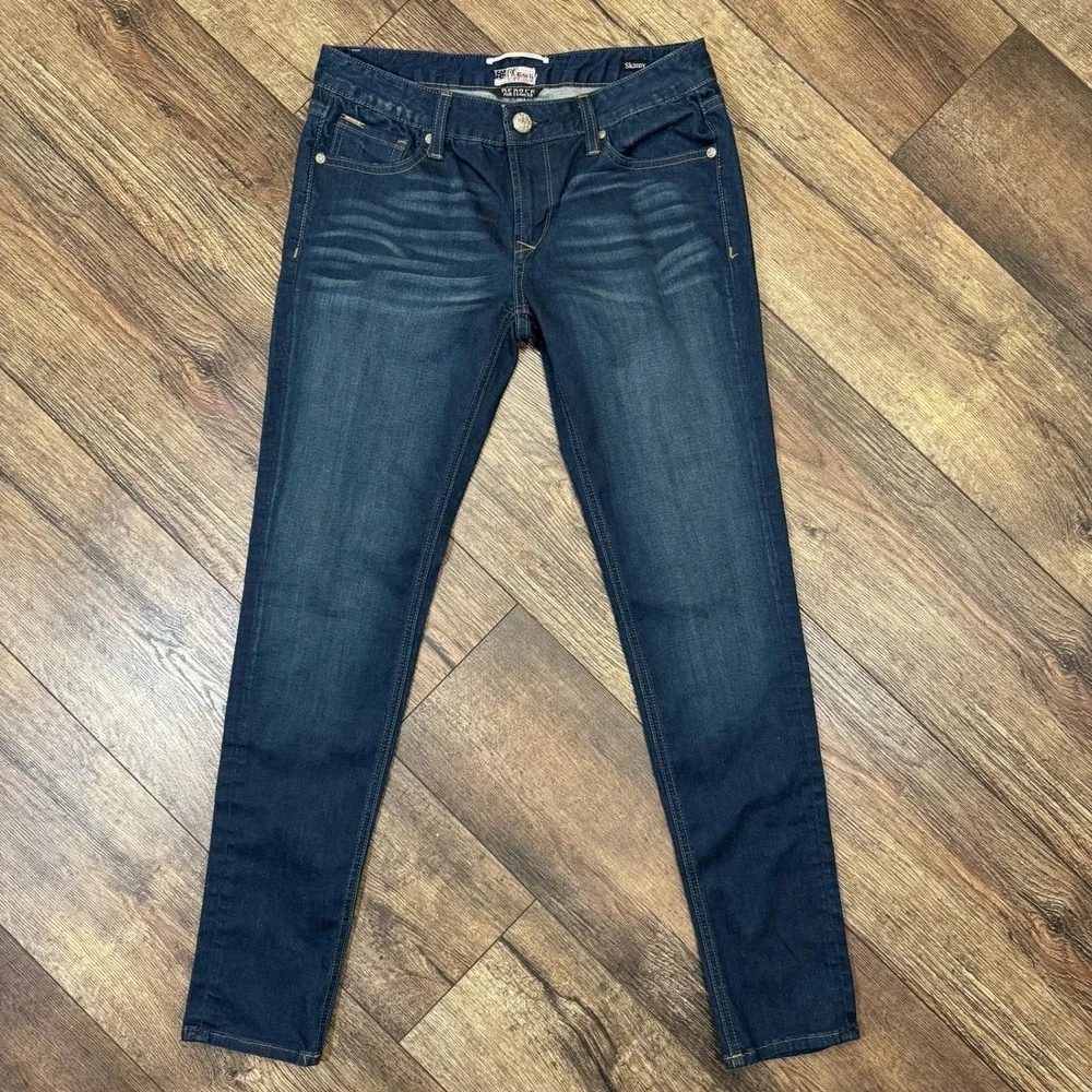Rerock for Express‎ Y2K Low Rise Embroidered Blue Denim Skinny Jeans SIze 6